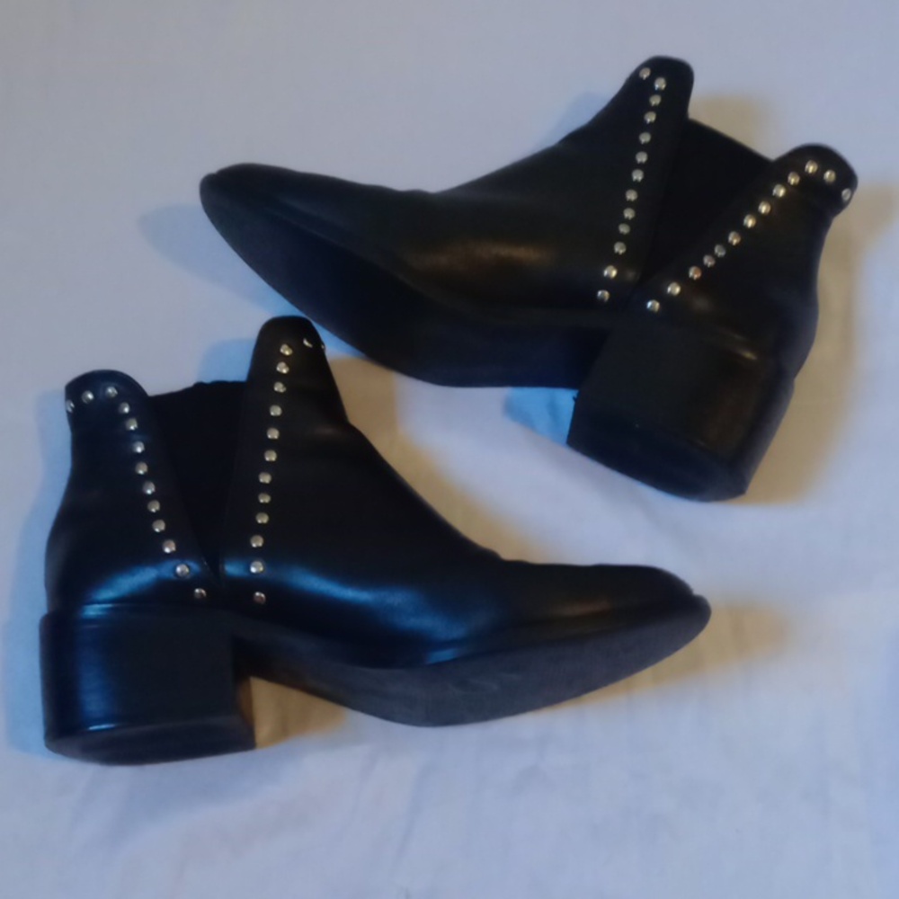 Steve Madden Black Ankle Booties with Silver Studs, Size 7